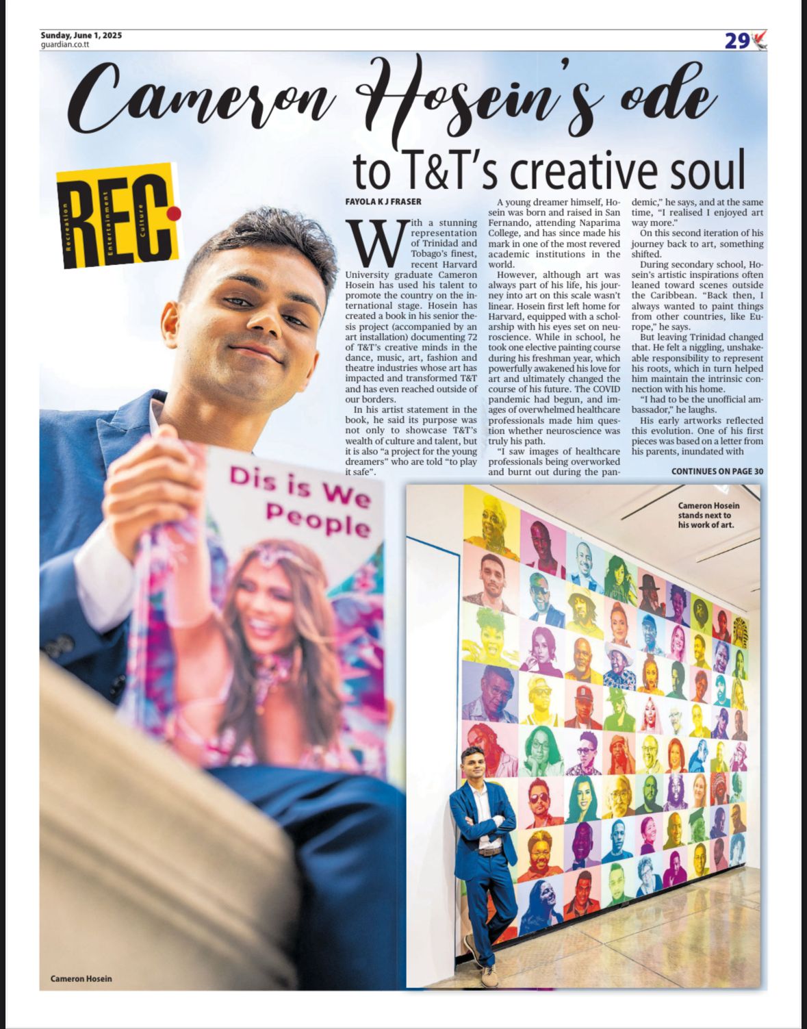Trinidad Guardian article - Cameron Hosein's ode to T&T's creative soul